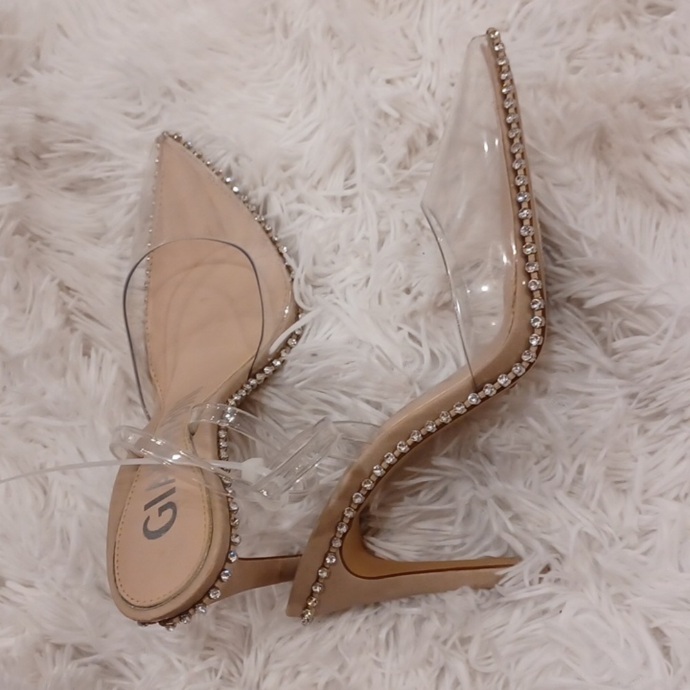 NEW Gianni Binni Clear PVC & Rhinestone Embellishments Strappy High Heels SZ 7 - Picture 8 of 13